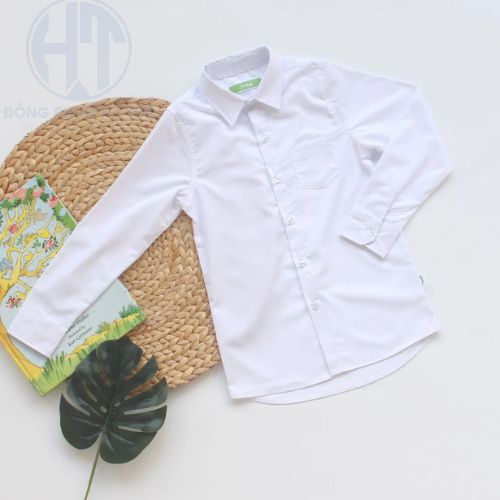 Áo sơ mi trắng dài tay đồng phục cấp 2